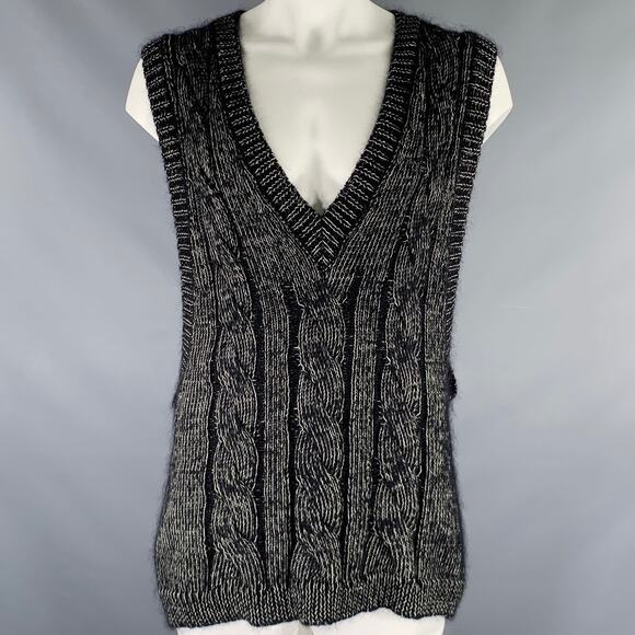 WALTER VAN BEIRENDONCK 2022 Size L Black Superkid Mohair Sweater Vest - Picture 1 of 7
